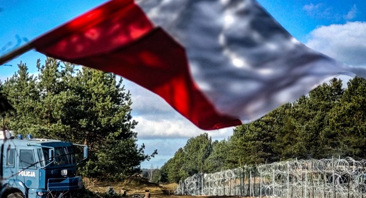 Zdjęcie zasieków pod granicą polsko - białoruską/ Podlaska Policja