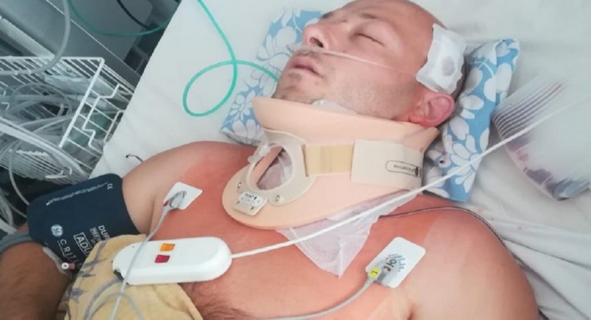 Zdjęcie Michała Bądzińskiego po wypadku