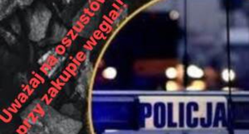 Zdjęcie węgla i napisu Policja/ KMP Suwałki