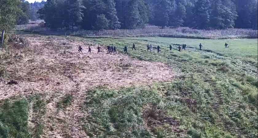 Zdjęcie nielegalnych migrantów przedzierających się z Białorusi do Polski/ podlaska.policja.gov.pl