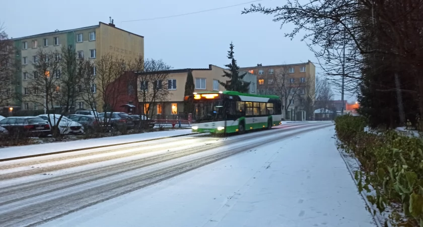 Zdjęcie autobusu na ośnieżonej ulicy/ DDB