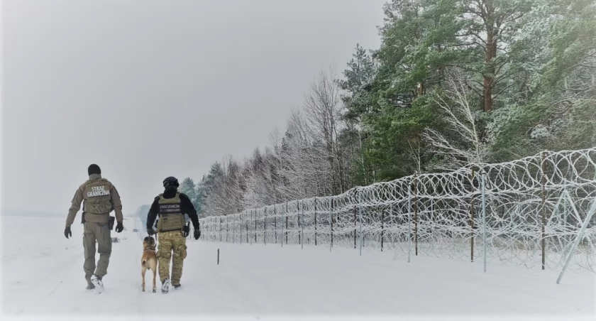 Zdjęcie strażników granicznych podczas patrolu granicy polsko - białoruskiej/ Twitter.com Straż Graniczna