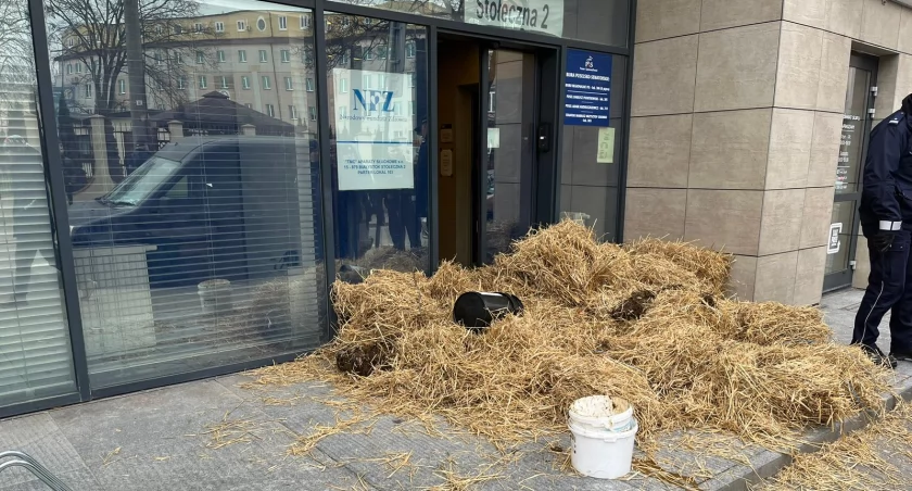 Zdjęcie rzuconej słomy przed siedzibą PiS w Białymstoku/ DDB