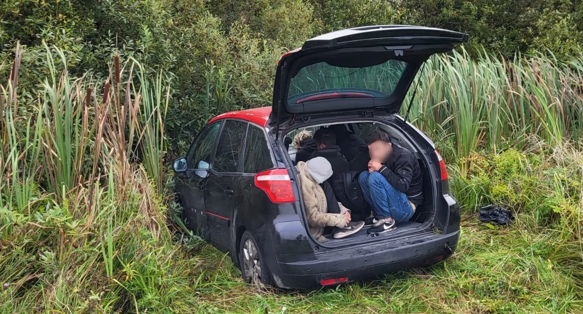 Zdjęcie nielegalnych migrantów w samochodzie/ SG