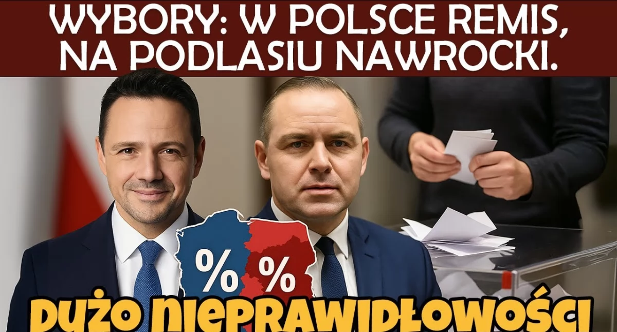 Wybory: exit poll - w Polsce remis, w podlaskiem górą Nawrocki. Late poll: Nawrocki prowadzi (WIDEO)