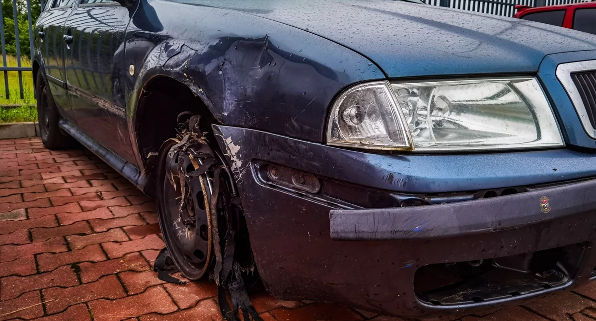 Uszkodzona Skoda / Fot. KPP w Siemiatyczach