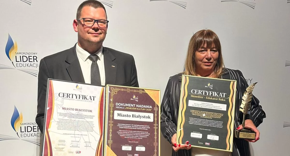 Zastępca prezydenta Białegostoku Adam Musiuk i Izabela Popławska / Fot. UM w Białymstoku