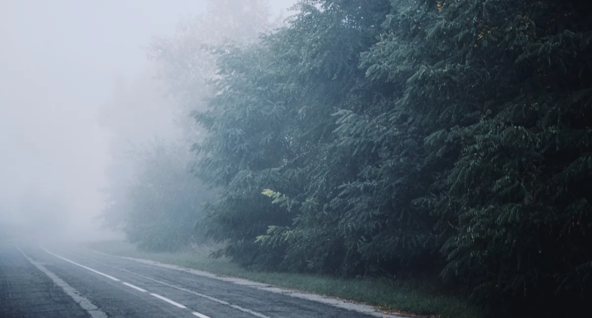 Uwaga kierowcy! Gęsta mgła nad Podlaskiem. Możliwa gołoledź!