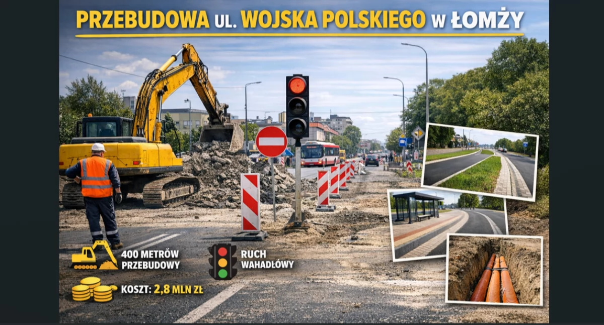 Gospodarka, Rusza przebudowa ważnego odcinka Wojska Polskiego Łomży - zdjęcie, fotografia
