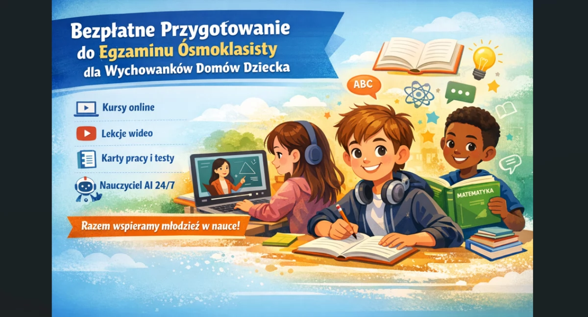 Edukacja, Bezpłatne przygotowanie egzaminu ósmoklasisty wychowanków domów dziecka - zdjęcie, fotografia