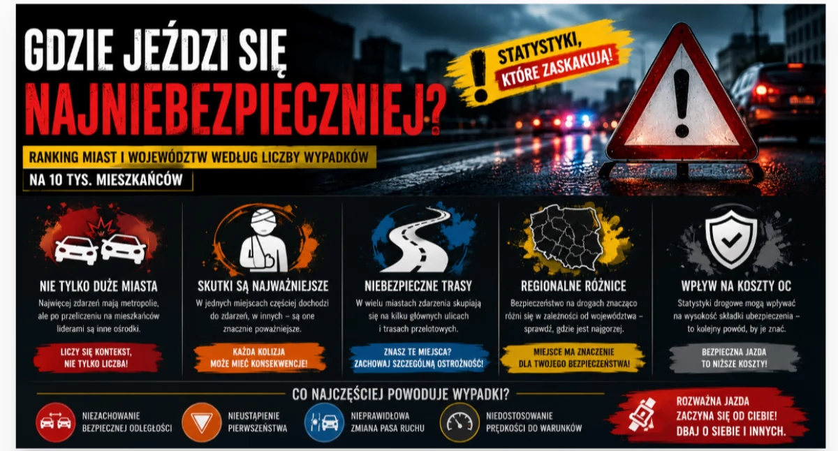 Wypadki, miastach kierowcy mają największy problem wypadkami kolizjami - zdjęcie, fotografia