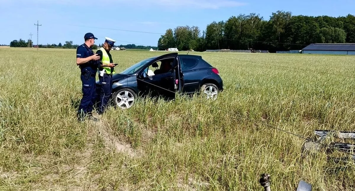 Wypadki, Pijacka szarża ponad promile sądowy zakaz Peugeot słupie - zdjęcie, fotografia
