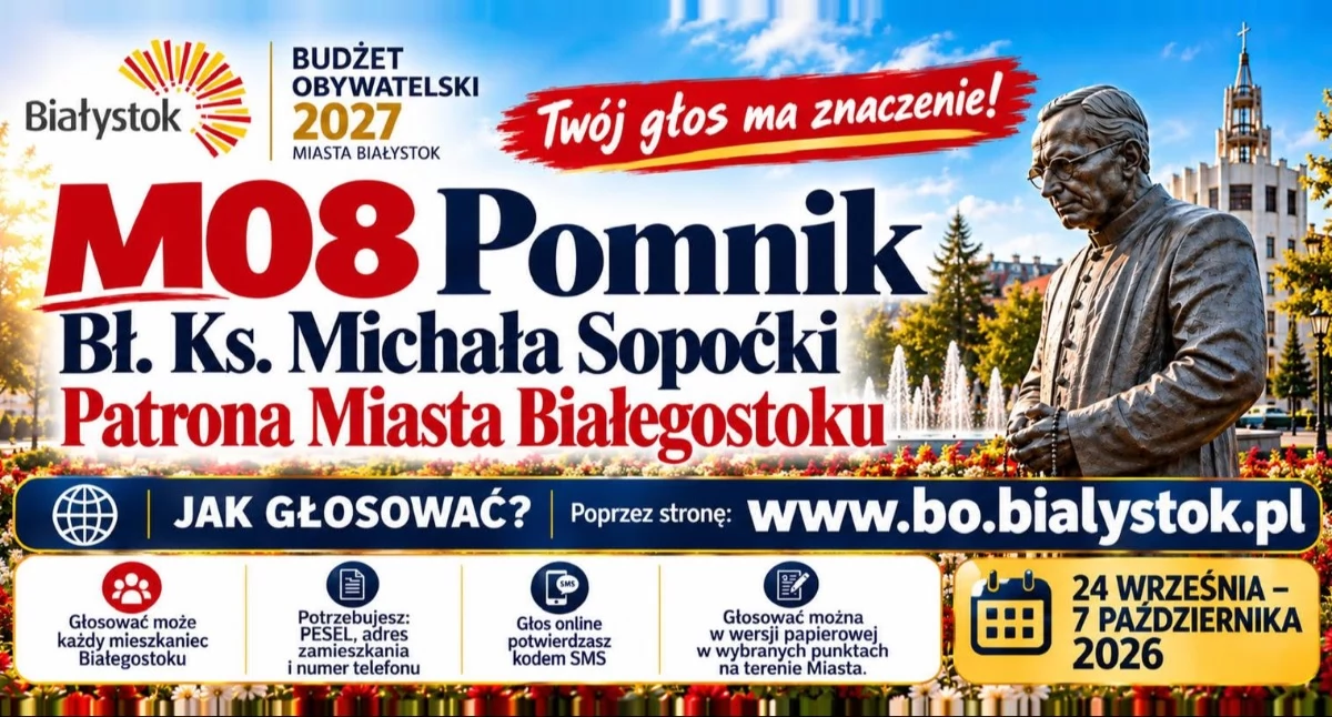 Wyjątkowy projekt w białostockim Budżecie Obywatelskim: pomnik patrona miasta ks. Sopoćki