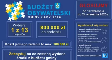 Łapski Budżet Obywatelski 2026 na finiszu: zdecyduj o przyszłości gminy Łapy!